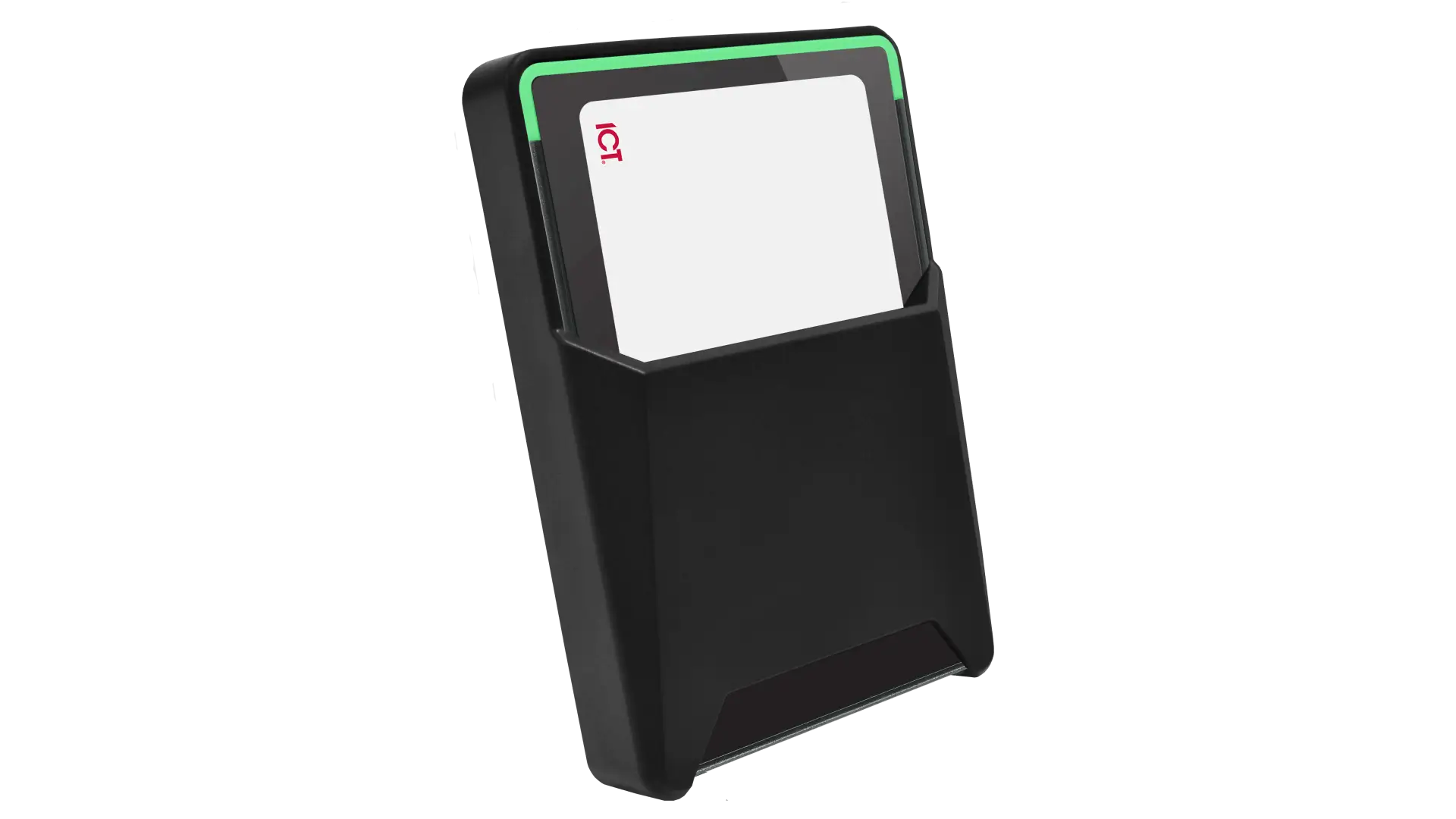 tSec Extra Card Holder side view with reader and card — green LED