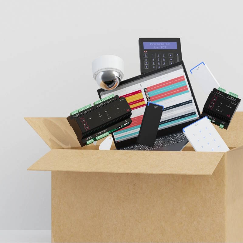 ICT products coming out of a box